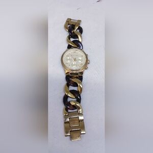 Michael Kors Gold and White Chain-Link Chronograph Watch